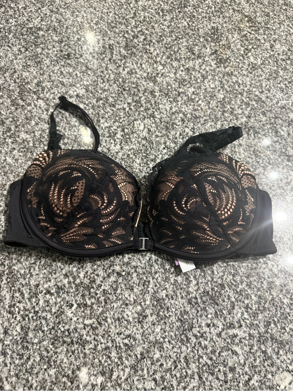 Adore Me Black Lace Front-Closure Push-Up Bra